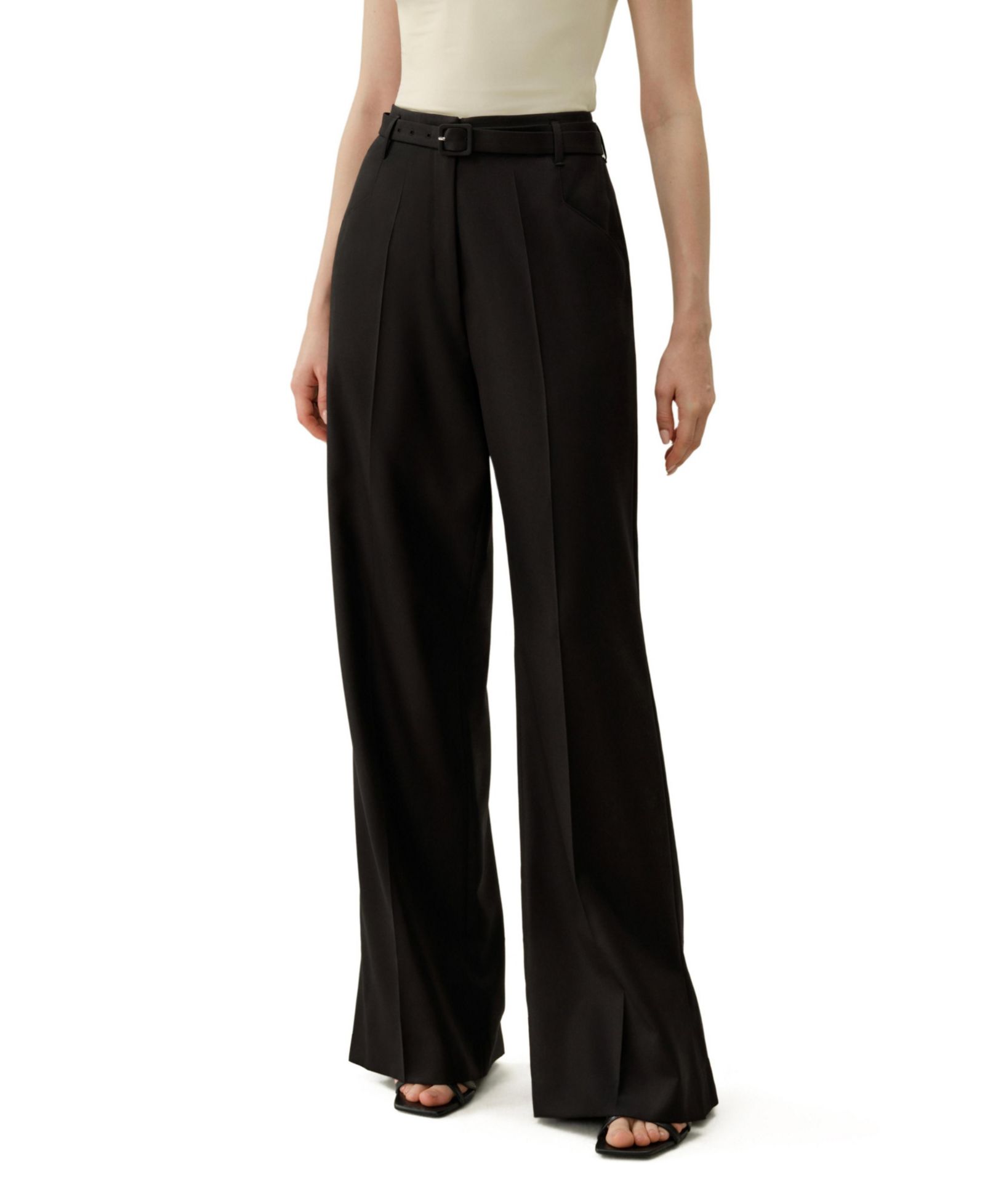 LILYSILK Women's Silk Wool High-Waisted Wide-Leg Pant