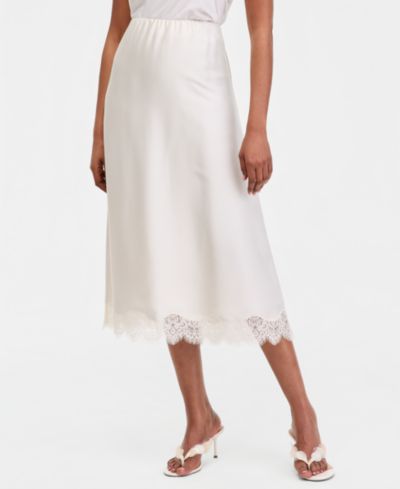 Женская миди-юбка I.N.C. International Concepts Lace-Trim Satin