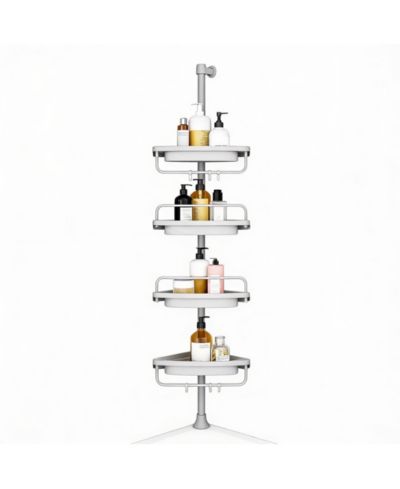 YIGII Extendable Rustproof Stainless Shower Caddy with 4 Shelves for Easy Drainage and Stability