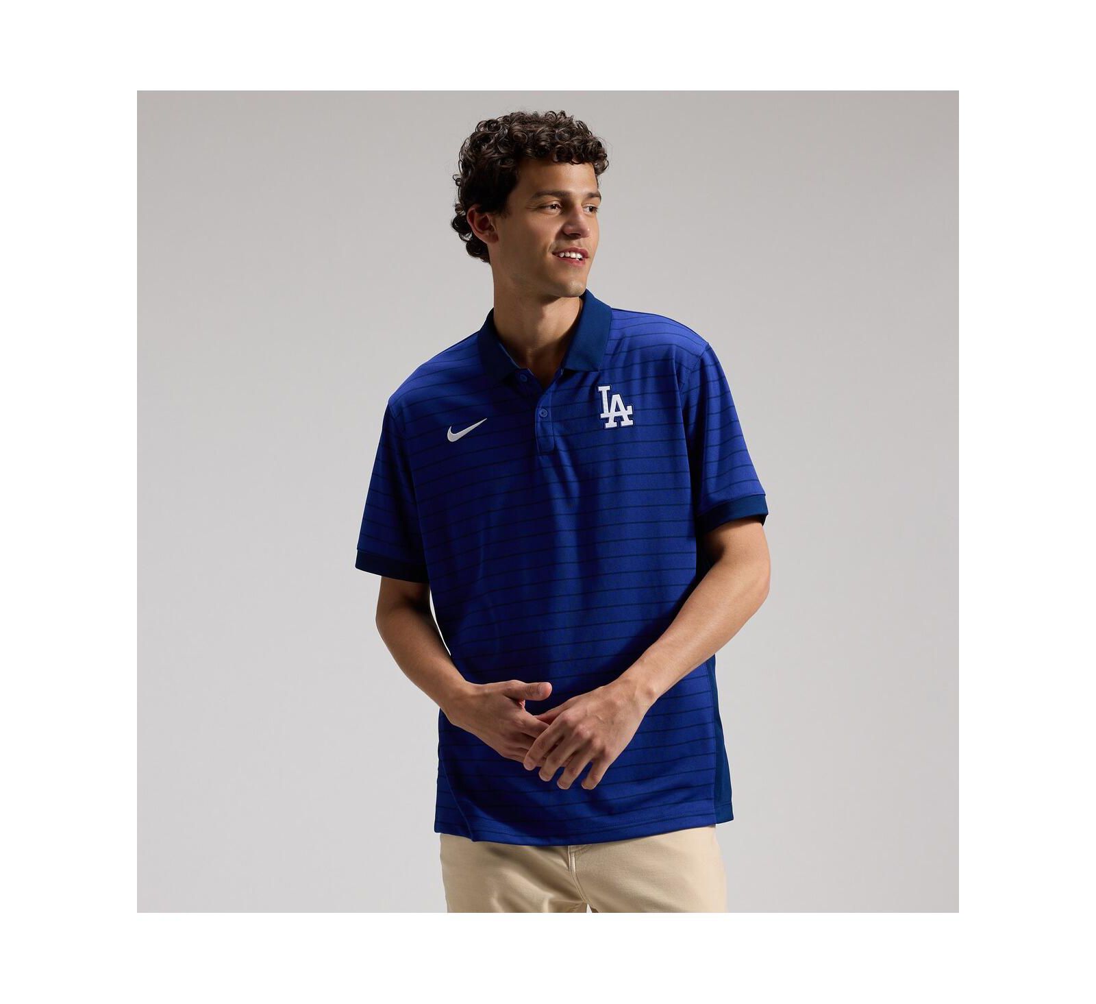 Nike Men's Royal Los Angeles Dodgers Authentic Collection Striped Victory Dri-FIT Polo Shirt