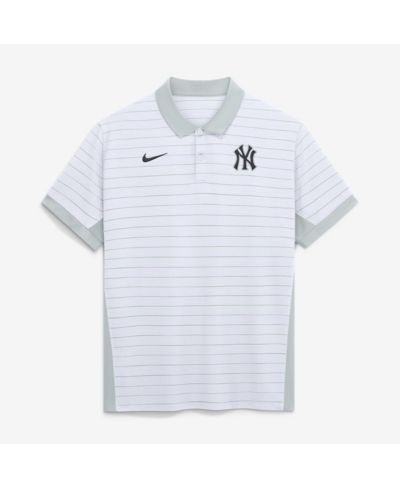 Nike Мужская поло рубашка New York Yankees Authentic Collection Striped Victory Dri-FIT, белая