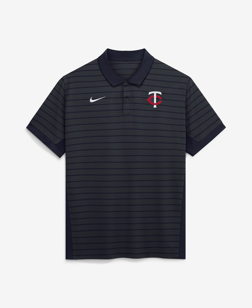 Nike Men's Navy Minnesota Twins Authentic Collection Striped Victory Dri-FIT Polo Shirt