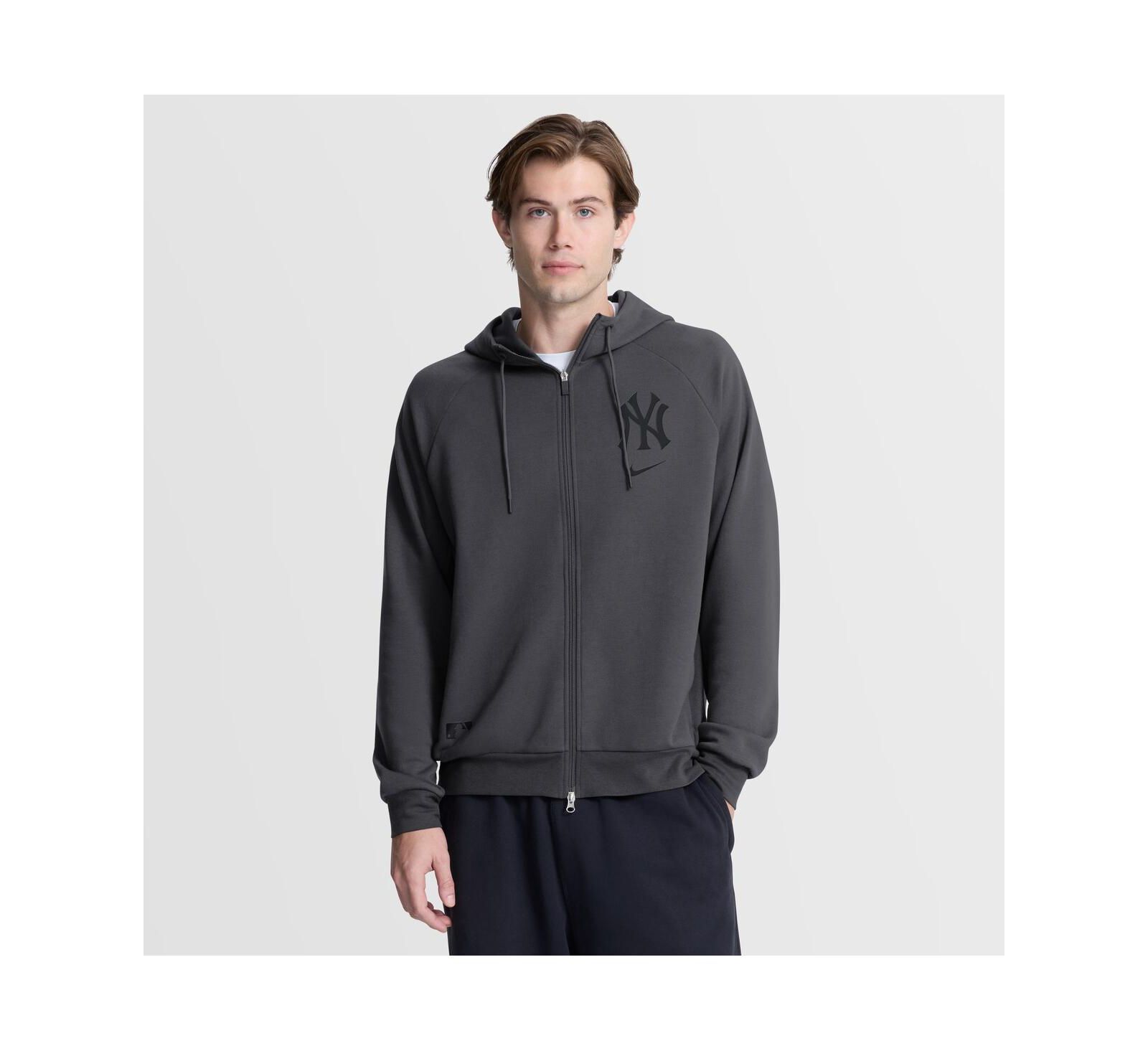 Nike Men's Anthracite New York Yankees Authentic Collection Player Raglan Dri-FIT Full-Zip Hoodie