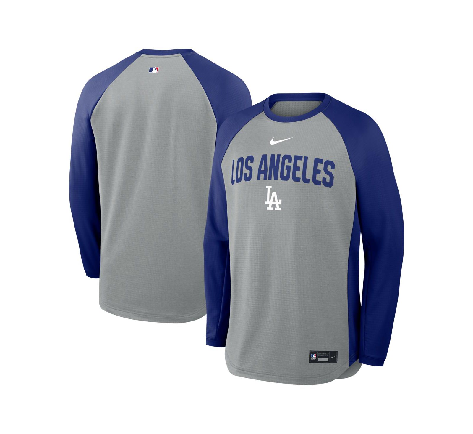 Мужское свитшот Nike Los Angeles Dodgers Authentic Collection Raglan Dri-FIT, серый меланж