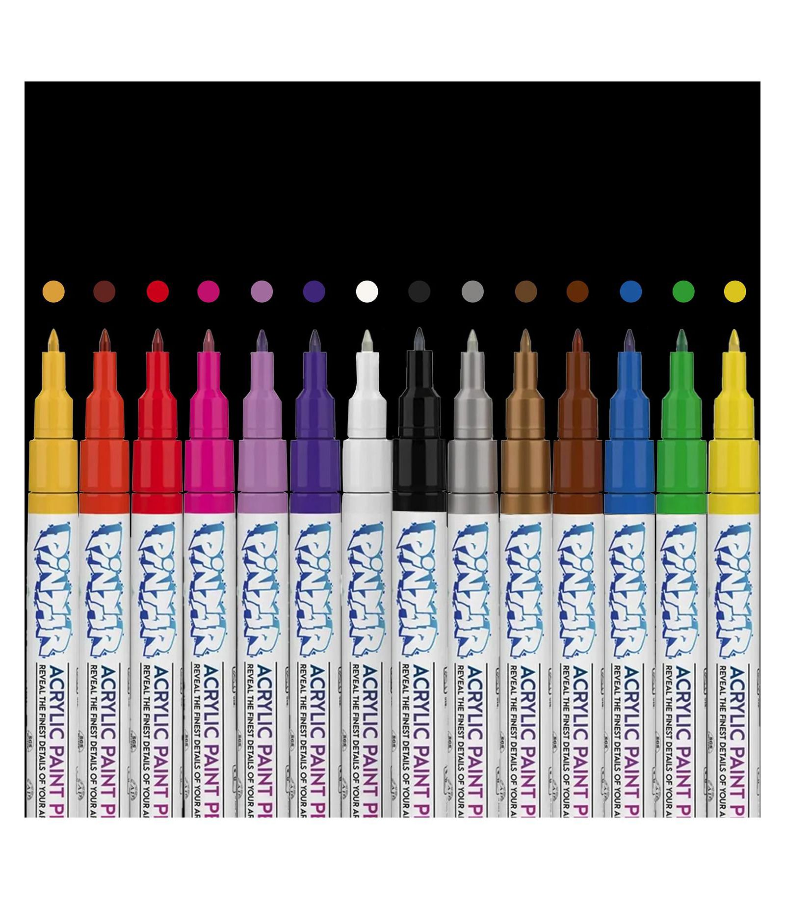 Pintar Acrylic Paint Markers Set - Extra Fine Tip Paint Pens - Acrylic Markers Paint Pens - Acrylic Paint Pens - Pack of 14, 0.7 mm
