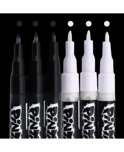 Набор маркеров PINTAR Black & White Extra Fine Tip, 6 шт., 0.7mm