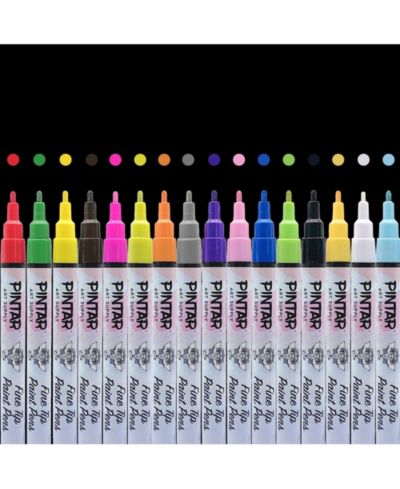 PINTAR Acrylic Paint Markers Set - Fine Tip Paint Pens - Acrylic Markers Paint Pens - Acrylic Paint Pens for Rock Painting