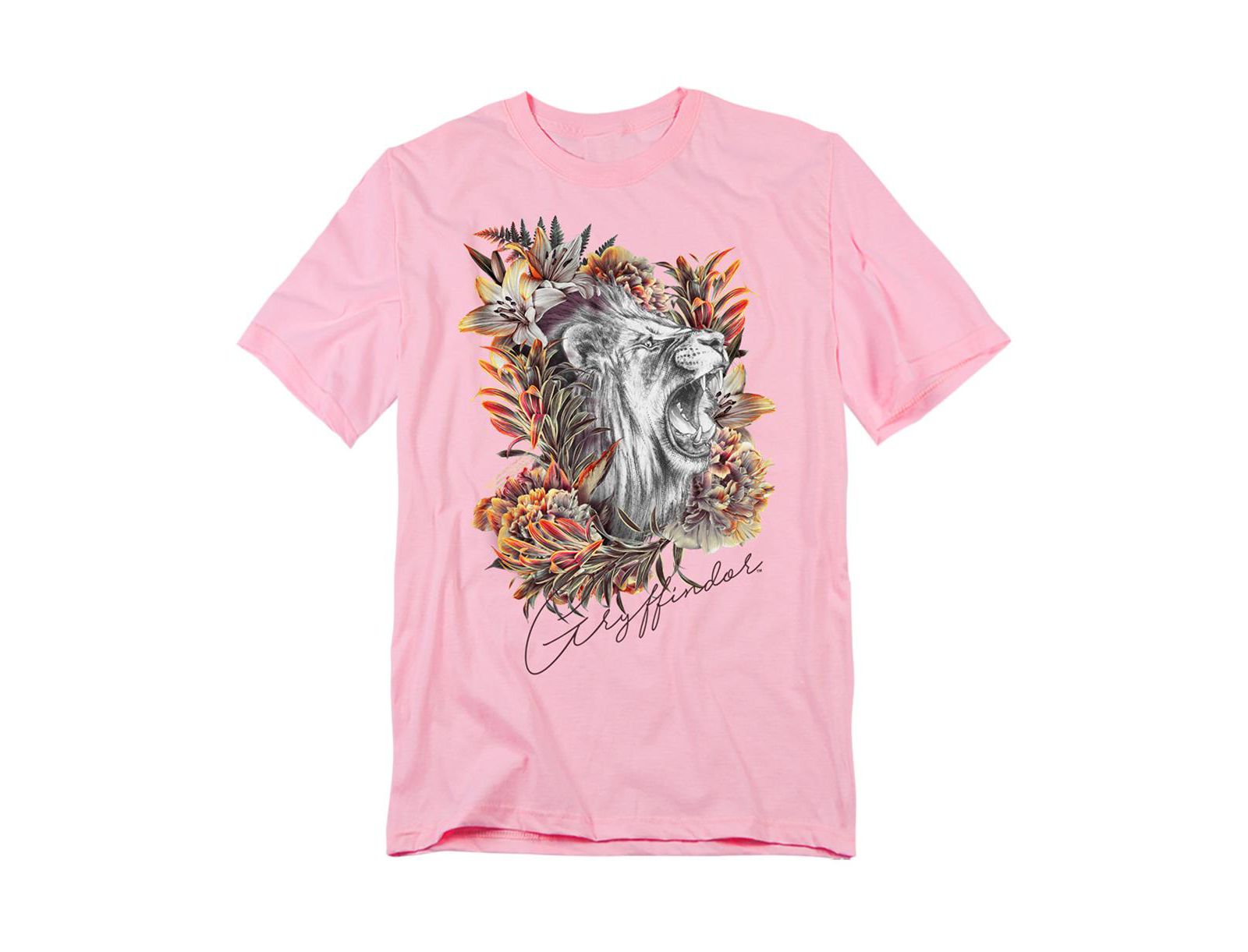 Мужская футболка Harry Potter Gryffindor Floral Lion Mascot T Shirt