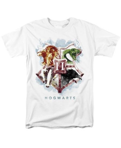 Harry Potter Men's Hogwarts Crest Watercolor T Shirt