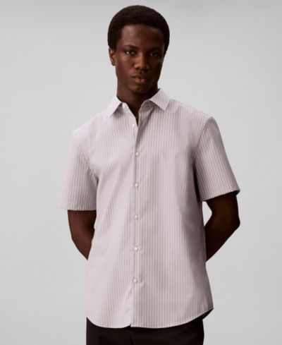 Calvin Klein Мужская рубашка Slim-Fit с многоцветным полосатым принтом