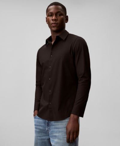 Calvin Klein Мужская приталенная рубашка Tech Stretch Slim Button-Up