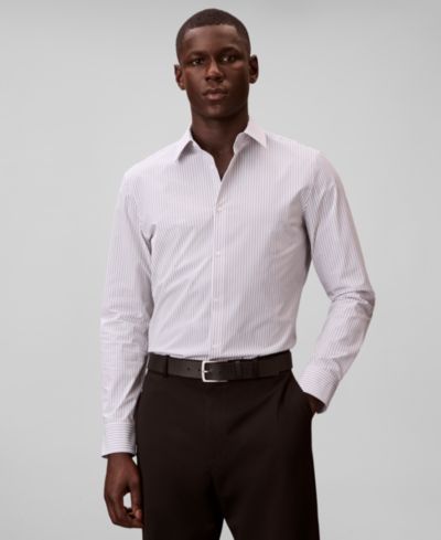 Мужская рубашка Calvin Klein Men's Stripe Tech Slim-Fit Button-Down Shirt