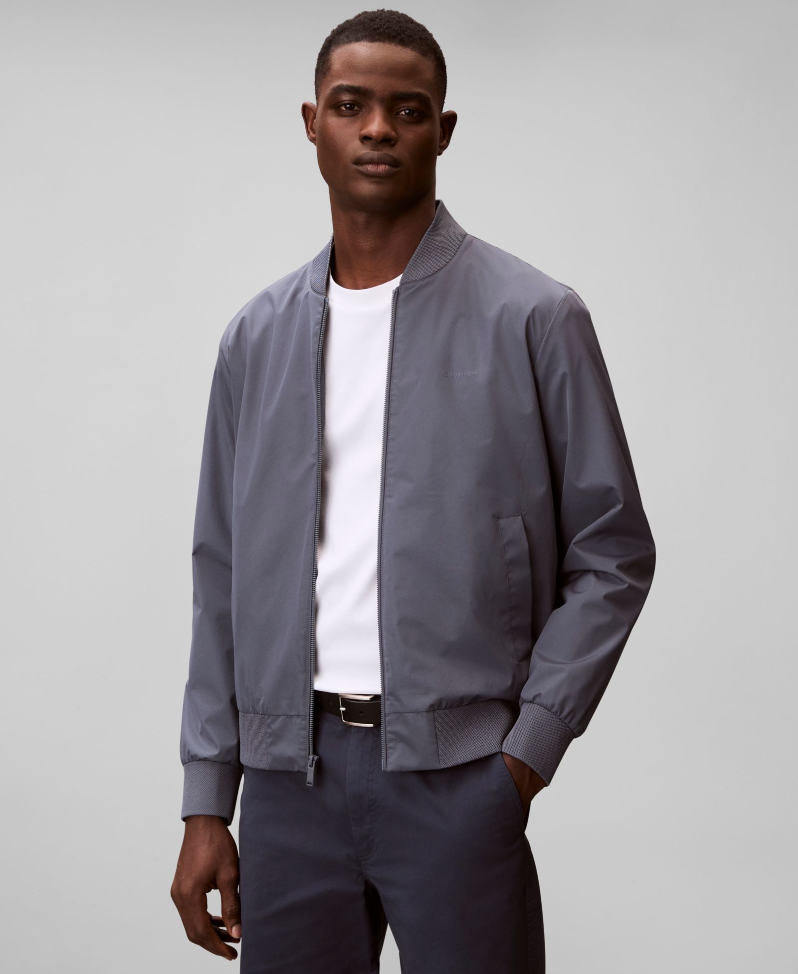 Calvin Klein Men's Birdseye Round Collar Bomber Jacket