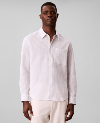 Calvin Klein Men's Long-Sleeve Crinkle Poplin Shirt