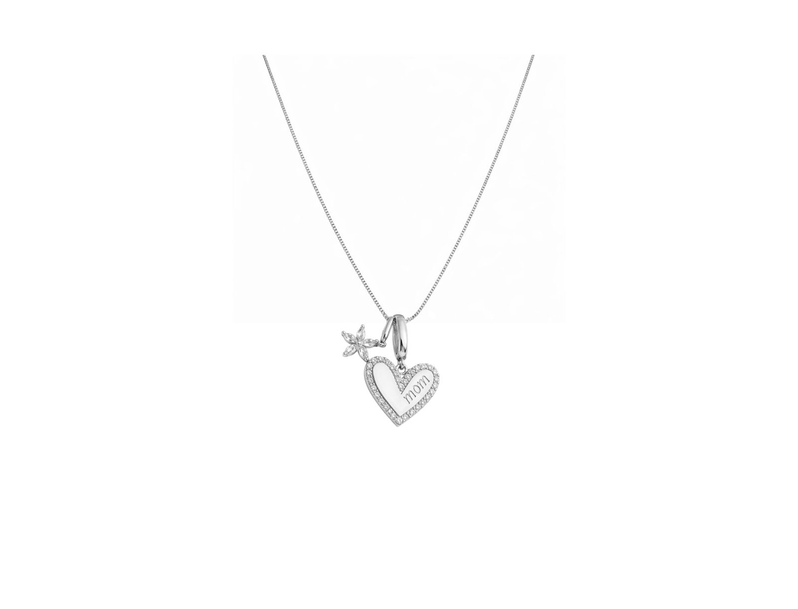 Dloria Sophia ожерелье с кулоном MOM Pave Heart & Floral Charm
