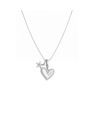 Dloria Sophia MOM Pave Heart & Floral Charm Necklace