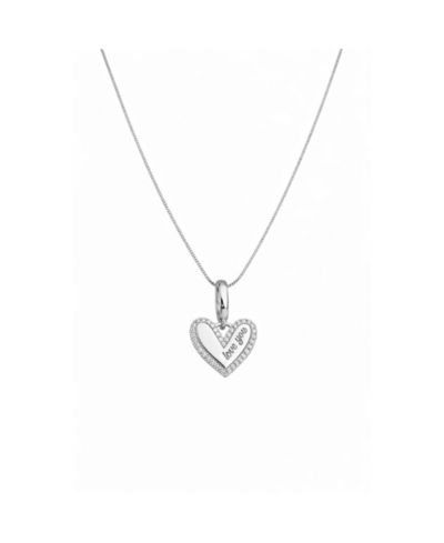 Dloria Marina "Love You" Pave Heart Necklace