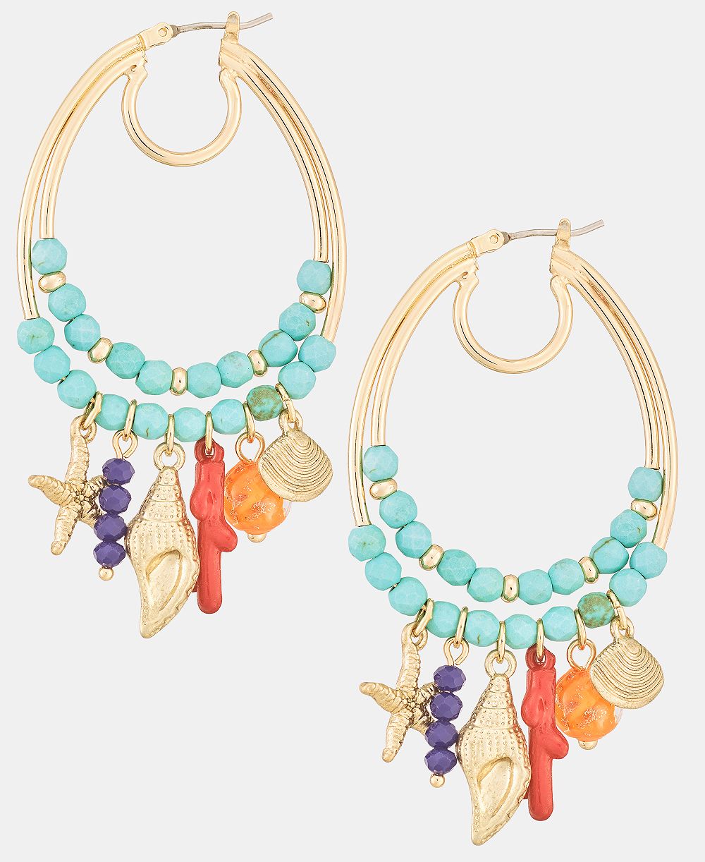 Серьги lonna & lilly Sealife Charm Beaded Hoop