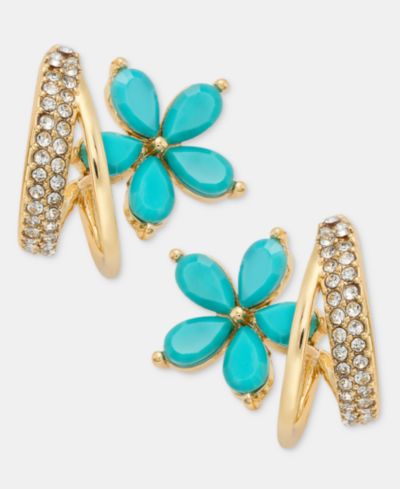 Серьги-кольца Lonna & Lilly Gold-Tone Faux Colored Flower