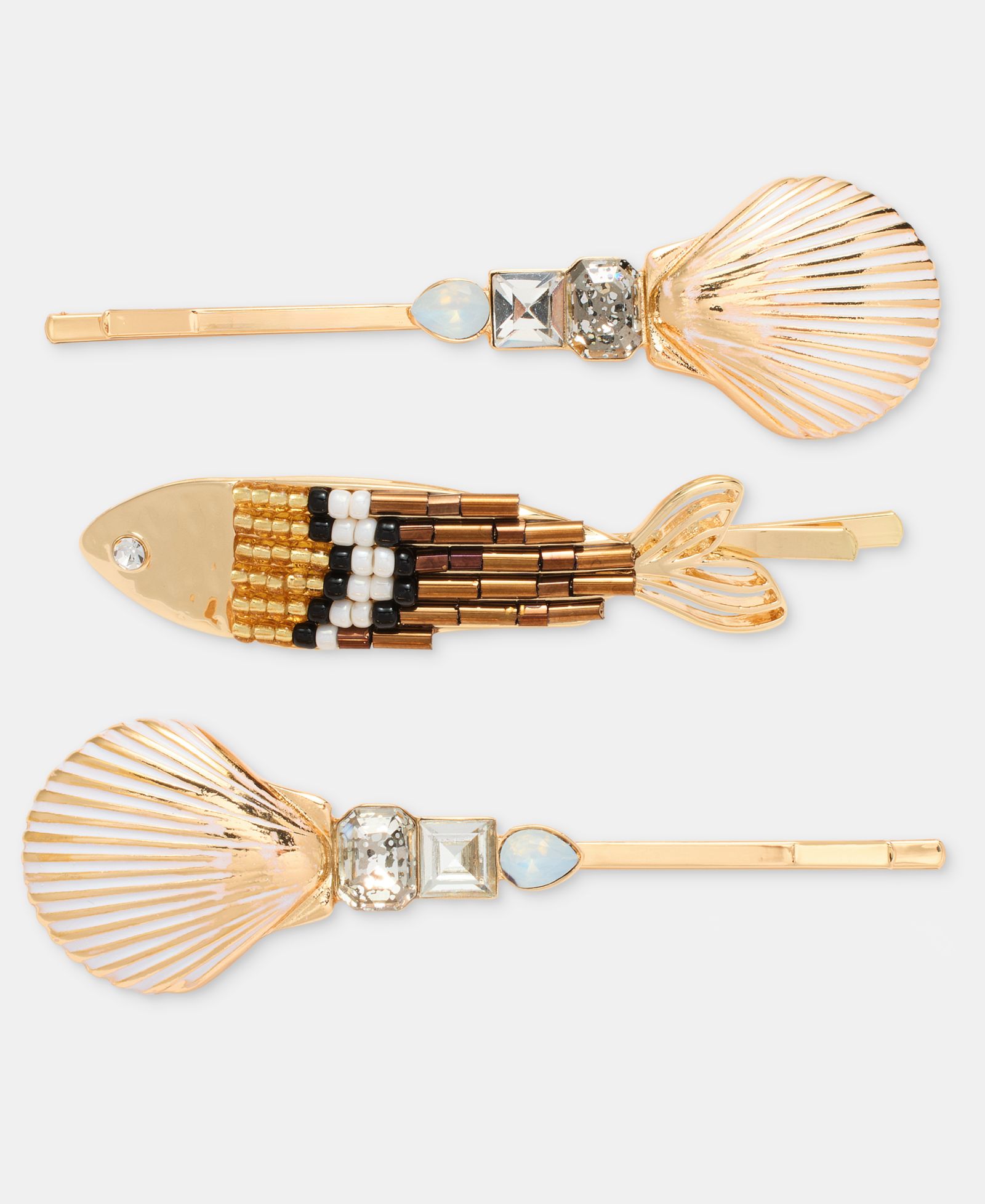 lonna & lilly 3-Pc. Beaded Sealife Bobby Pin Set
