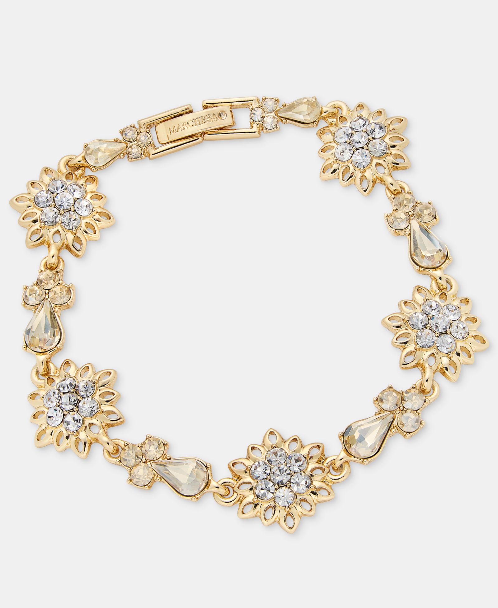 Marchesa Crystal Flower Statement Flex Bracelet