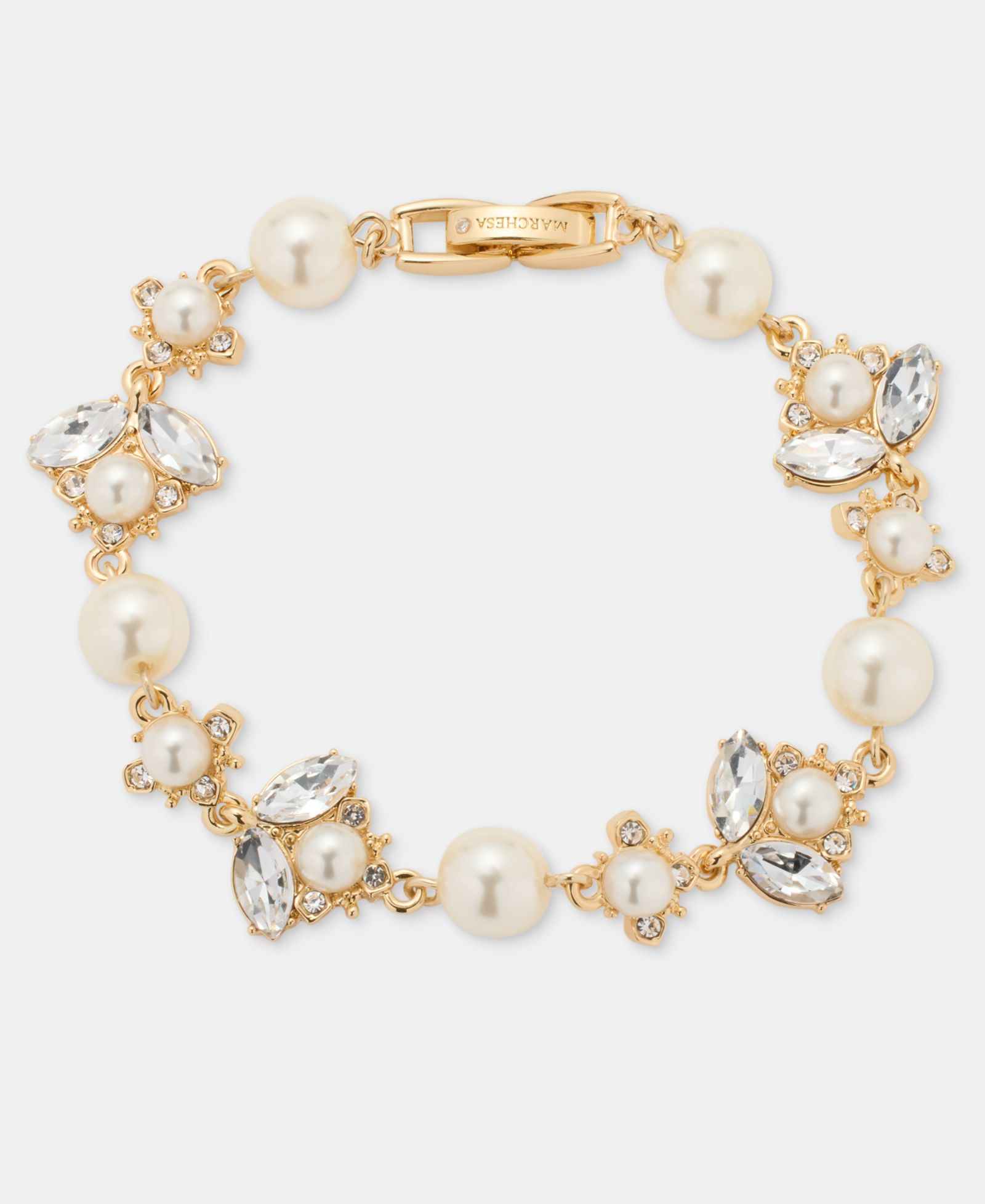 Marchesa Crystal & Imitation Pearl Flex Bracelet