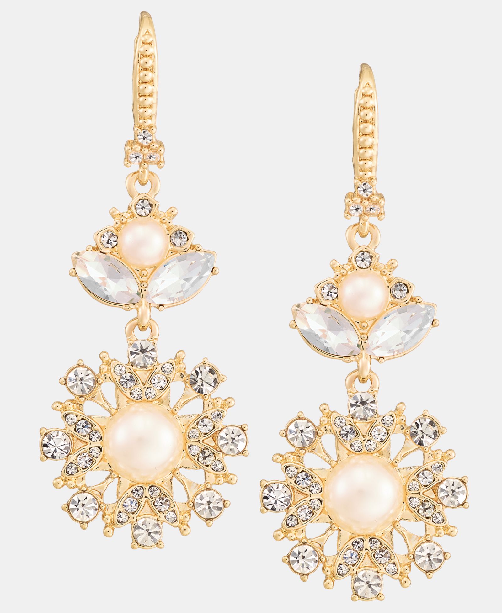 Marchesa Crystal & Imitation Pearl Double Drop Earrings