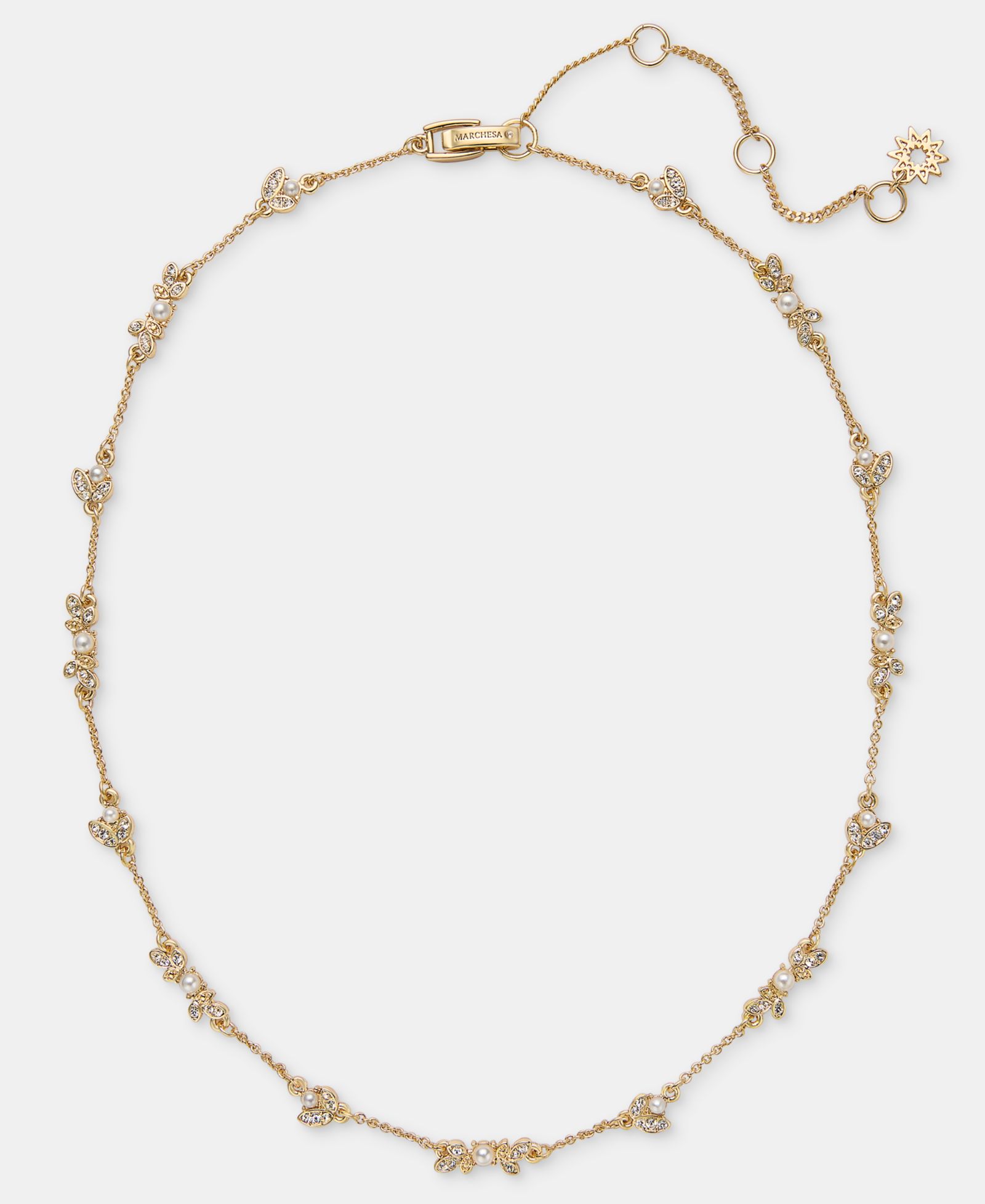Ожерелье Marchesa Crystal & Imitation Pearl Station Necklace, 16" + 3" extender