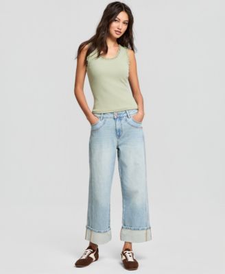 And Now This Petite Seamed Cuff Wide-Leg Jeans, Macy's Exclusive