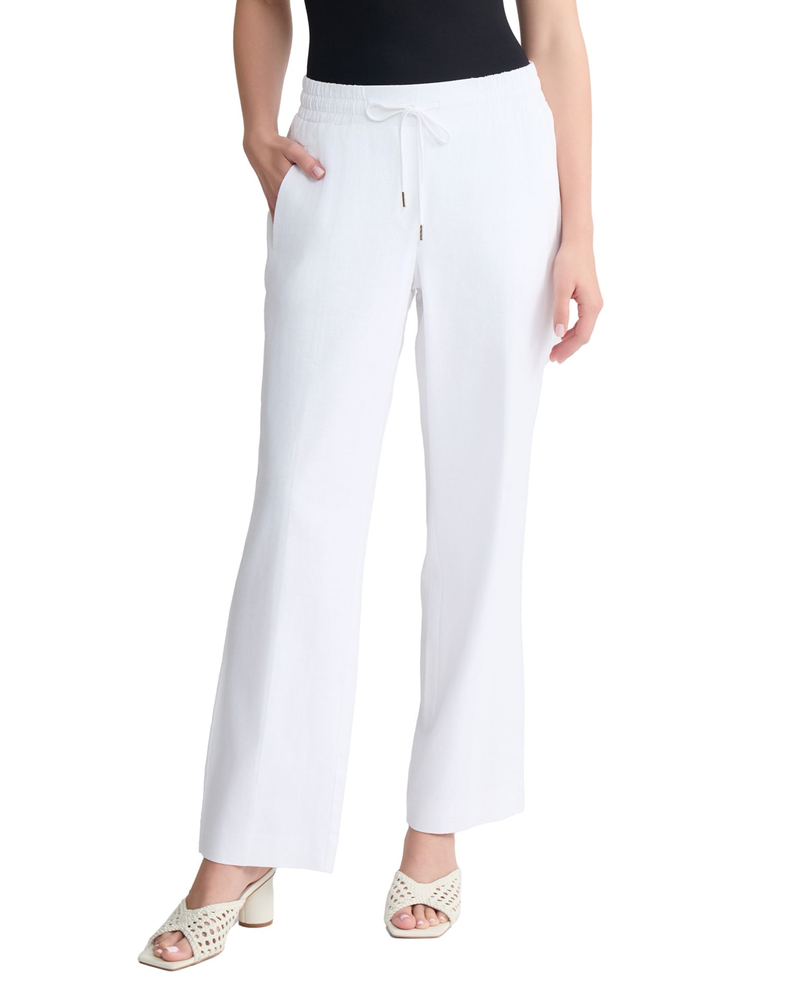 Jones New York Petite Pull-On Linen Drawstring Pants