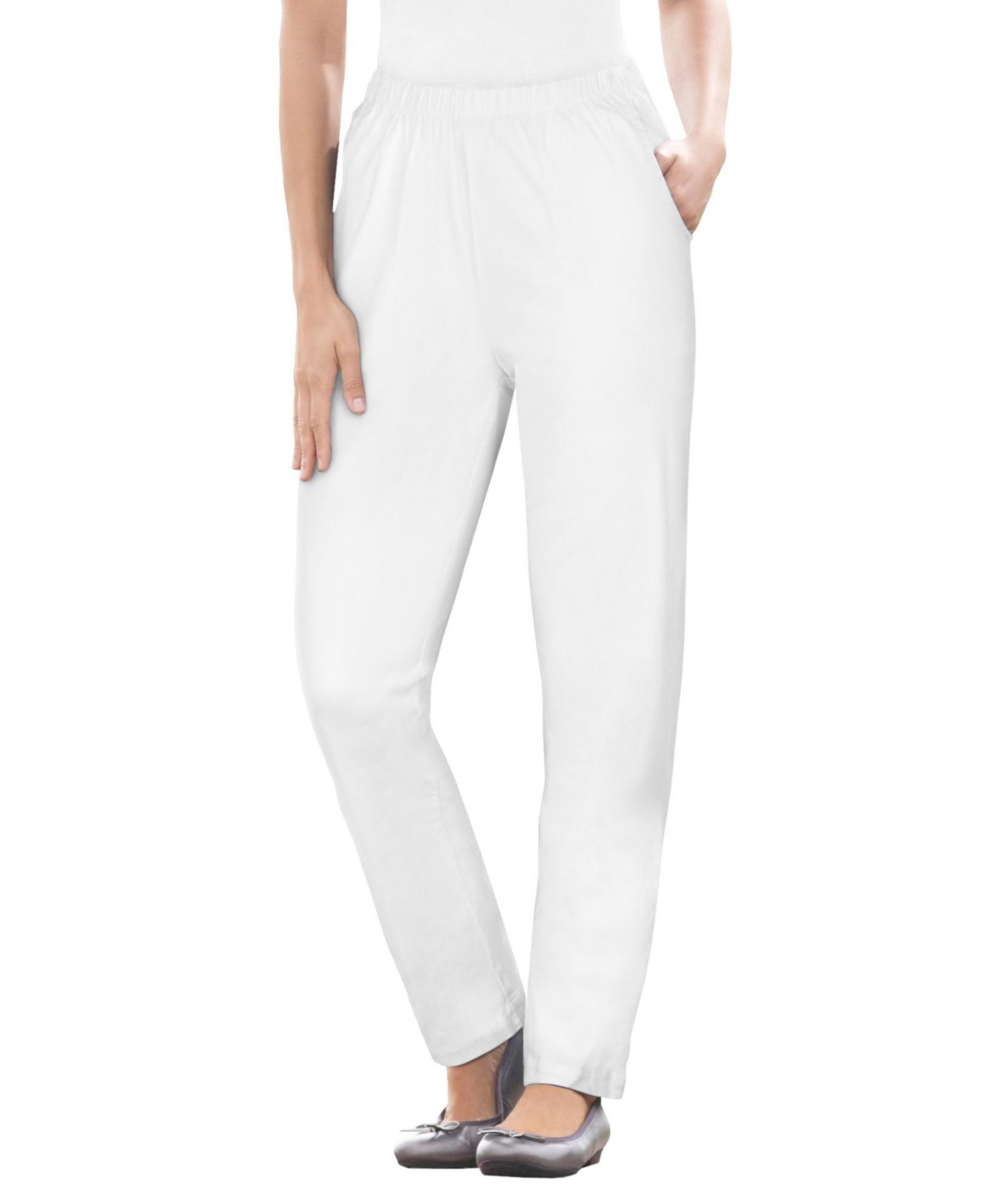Woman Within Женский джинсы Straight Leg Fineline Pull-On Stretch Denim