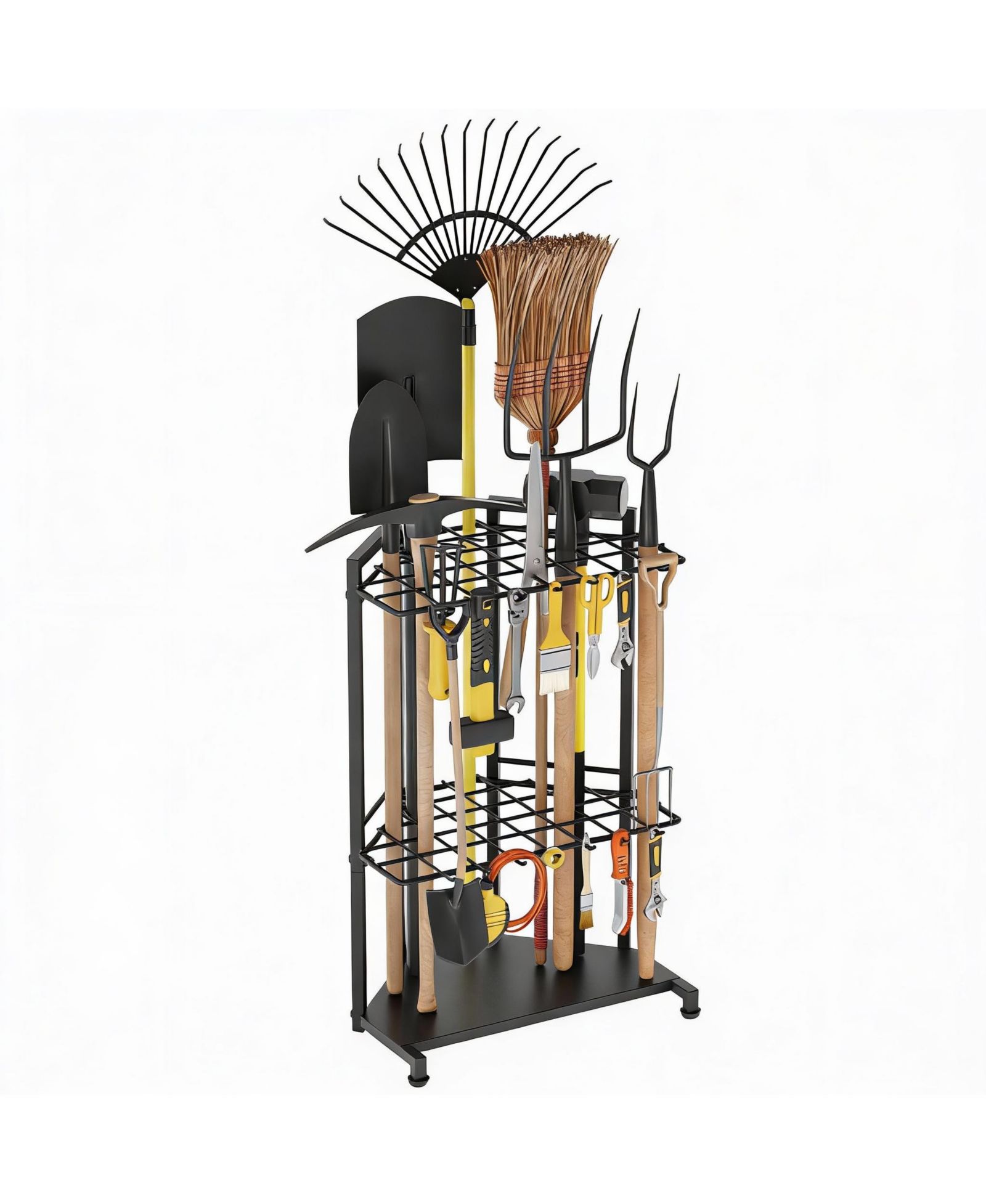 Heavy-Duty Metal Garden Tool Organizer with 34 Compartments & 14 Hooks for Shed or Garage
