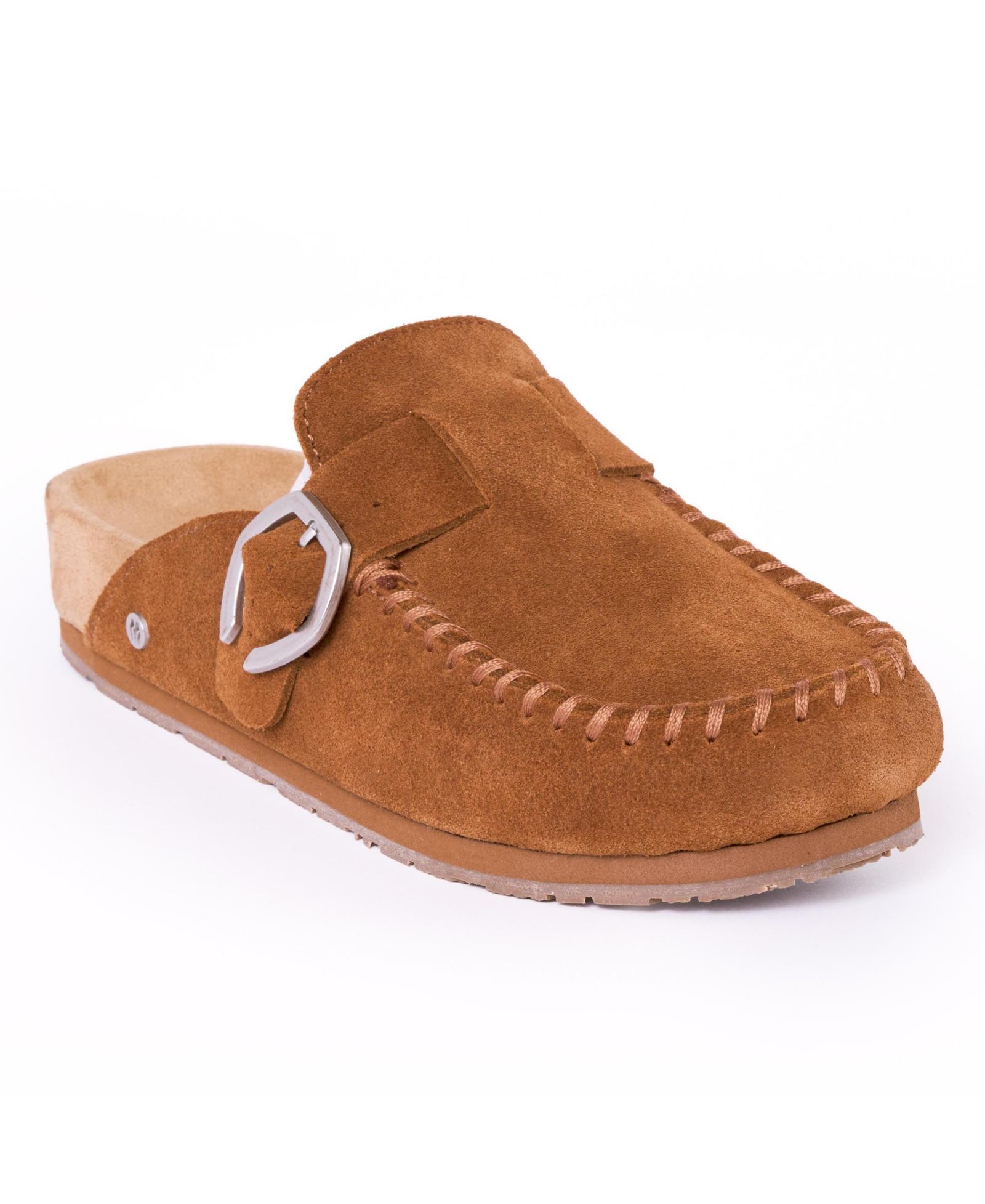 Minnetonka Women's Suede Adjustable Buckle Clogs