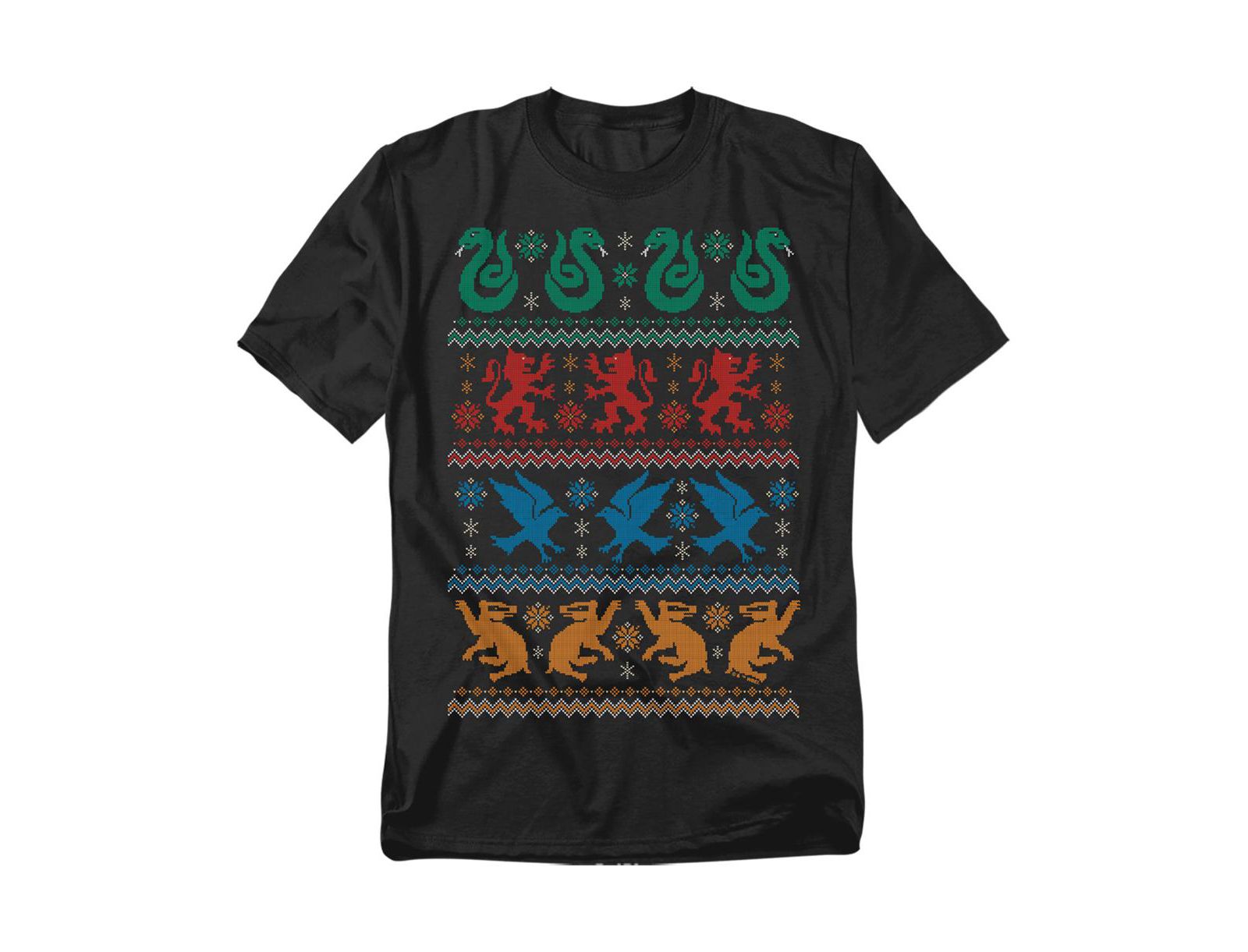 Harry Potter Big & Tall Hogwarts Houses Fair Isle Christmas Sweater T Shirt