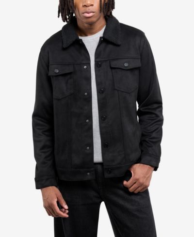 XRAY Men's Faux Suede Jacket With Faux Fur Collar