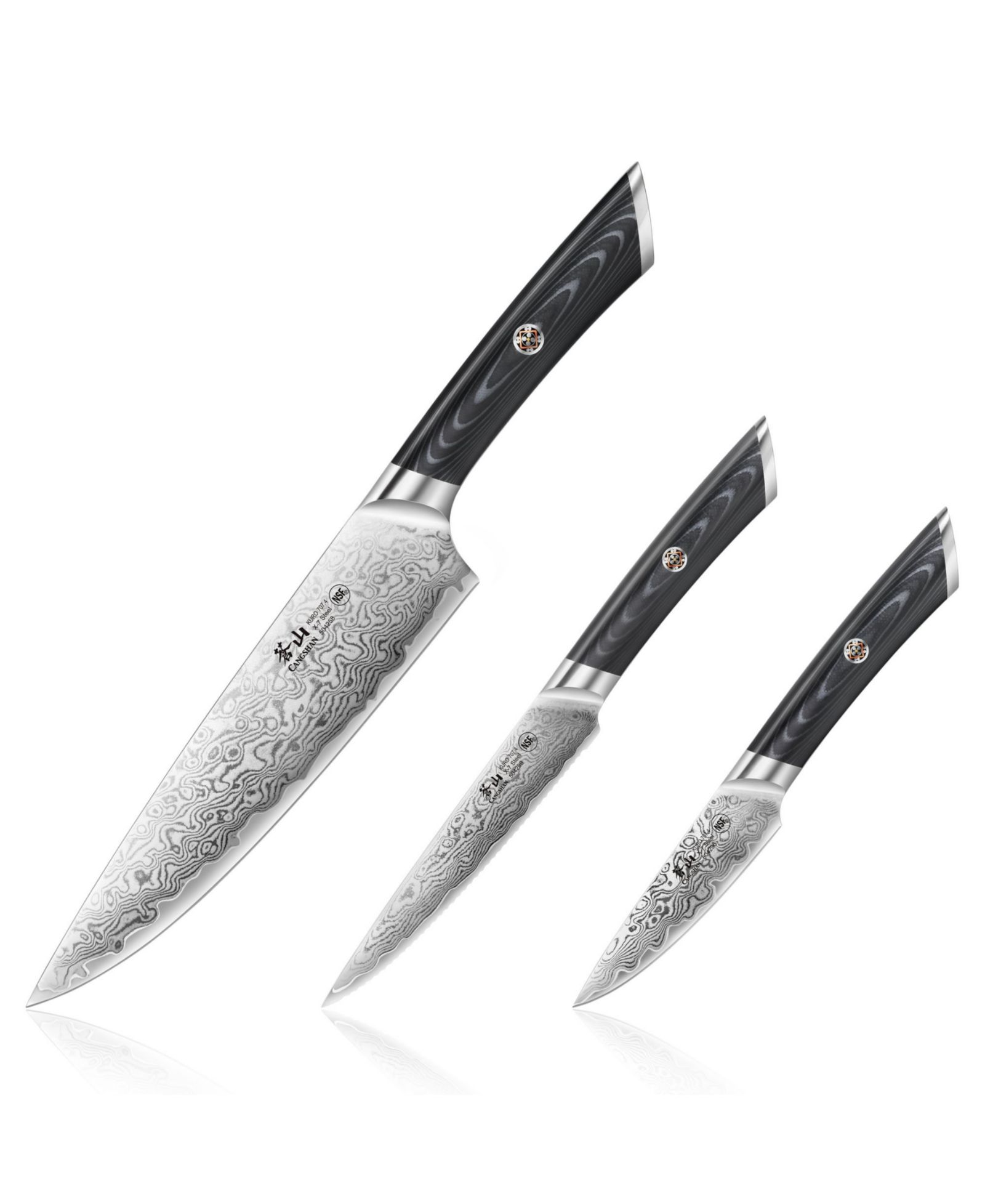 Cangshan Kuro Series Steel 3-Pc. Starter Knife Set