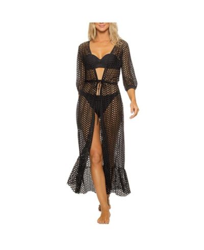 Guria Beachwear Women's Lattice Duster Maxi Tunic Cover-up