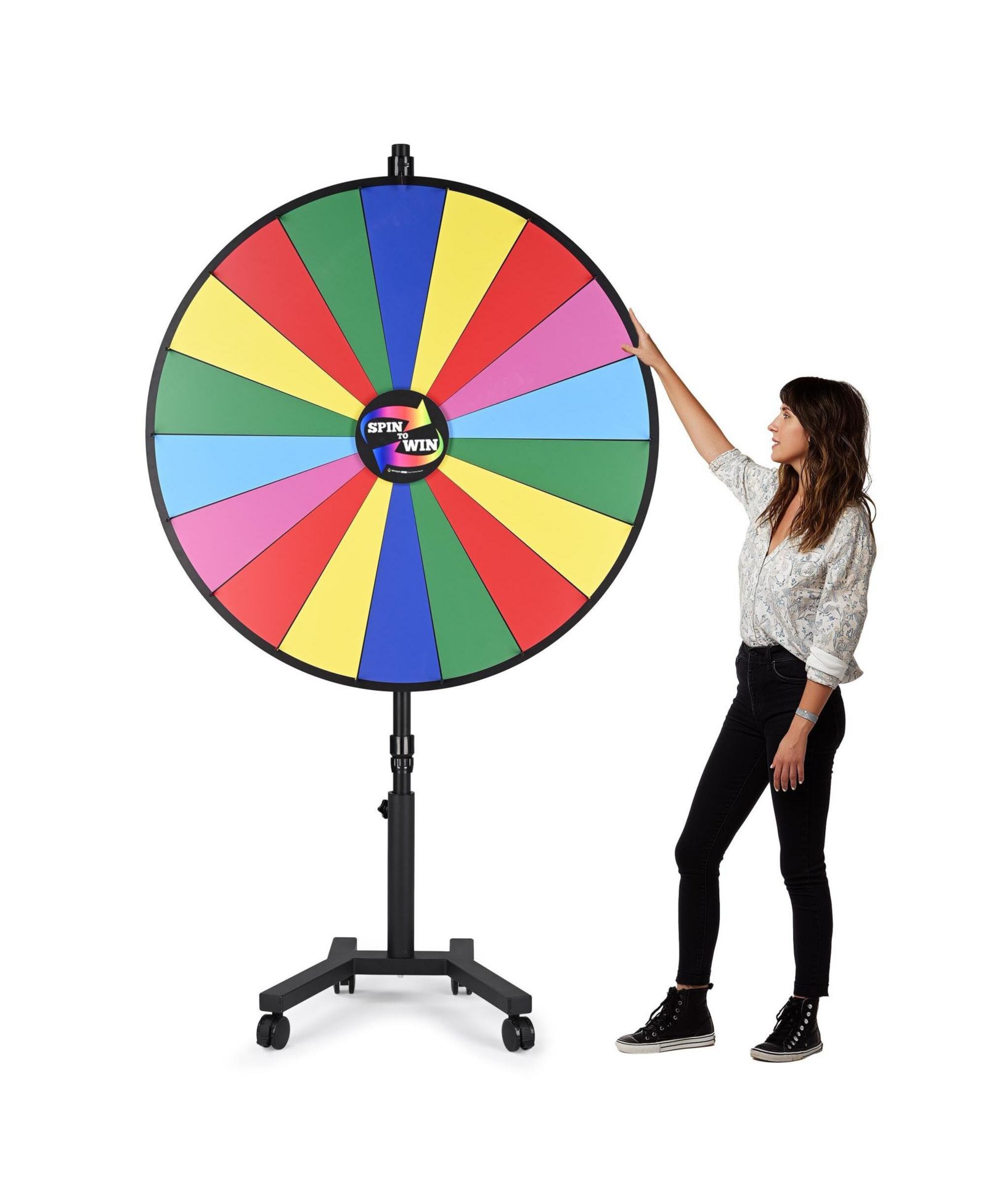 WinSpin Большое колесо призов 48" с мобильной базой для розыгрышей