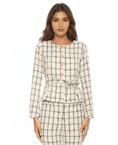 Alexia Admor Женский джемпер-жакет с длинным рукавом Arjun Plaid