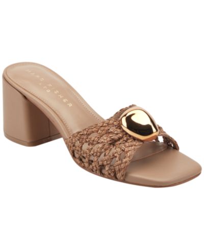 Сандалии Marc Fisher LTD Women's Farrel Ornamented Woven Slip-On Block Heel