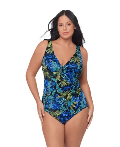 Miraclesuit Plus Size V-Neck One-Piece Swimsuit