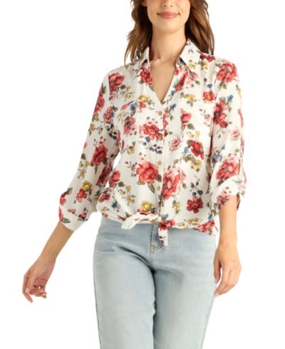 Женская рубашка BCX Printed Collared Button-Up