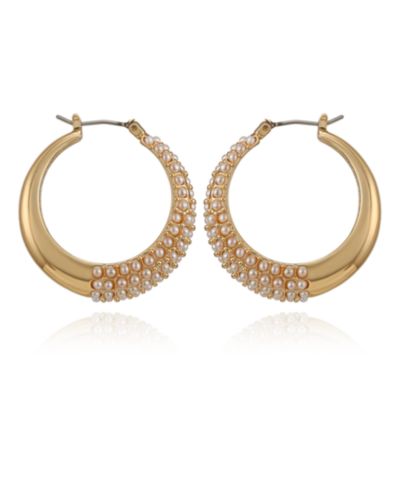 Серьги-кольца GUESS с имитацией жемчуга Pave Hoop