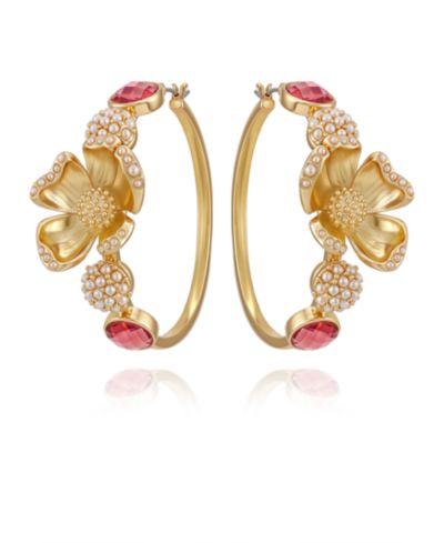 Серьги-кольца GUESS с цветочными камнями