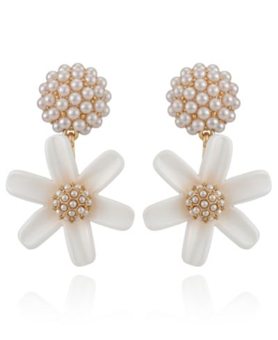 GUESS Daisy Imitation Pearl Drop Earrings