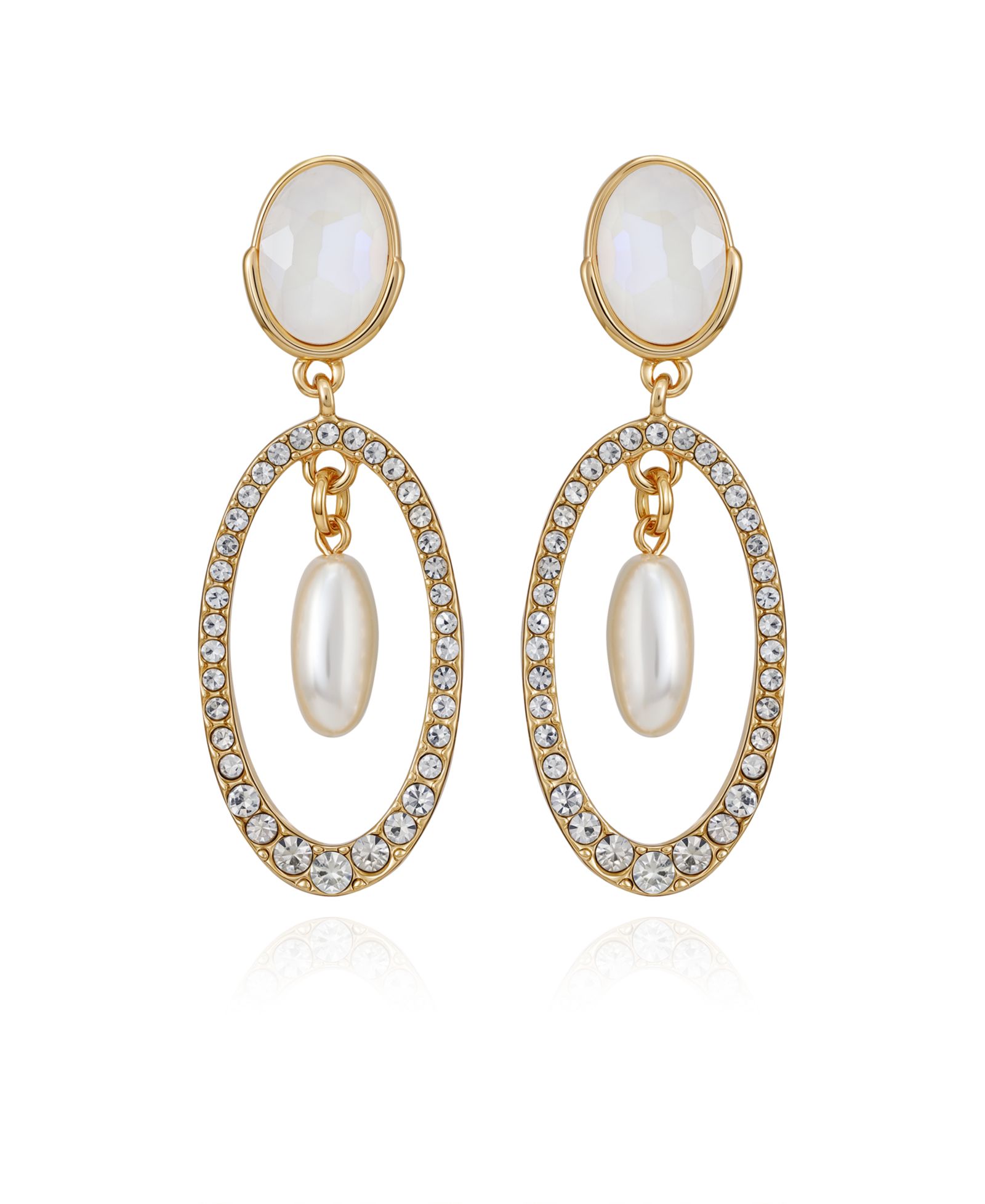 GUESS Imitation Pearl Gold-Tone Linear Drop Earrings