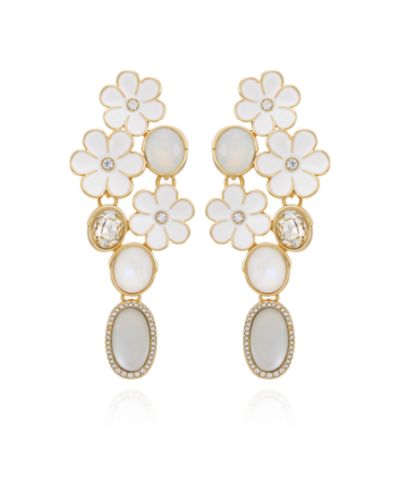 Серьги GUESS Gold-Tone Floral Linear Drop