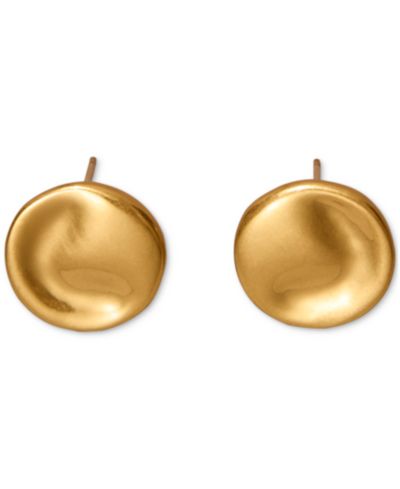 Серьги-гвоздики Donna Karan 24k Gold-Plated Wave Coin