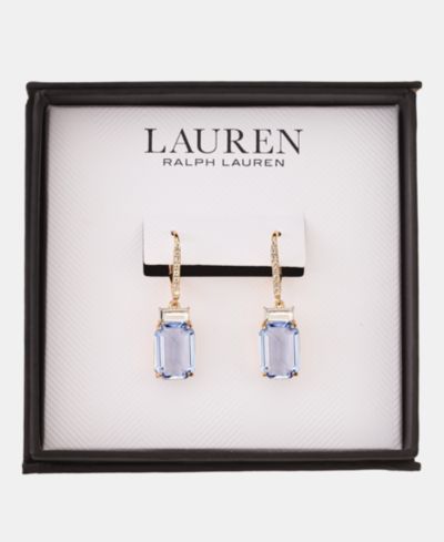 Lauren Ralph Lauren Gold-Tone Boxed Blue Stone Drop Earrings