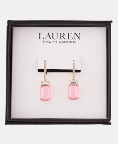 Lauren Ralph Lauren Серьги-подвески с синим камнем Gold-Tone Boxed